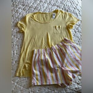 Gap Easy T-Shirt (L) with cute M&S striped boxers (8) Pajamas‎ Lounge Comfy